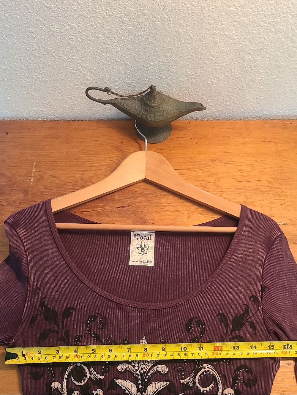 Vocal Purple Long Sleeve Embellished Tunic with Lace Hem - Picture 6 of 8